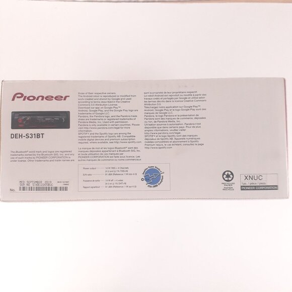Pioneer DEH-S31BT In-Dash CD Receiver With Bluetooth / Spotify / Pandora & Smart - Picture 6 of 6